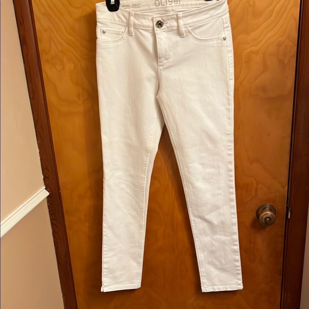 DL1961 Angel White Jeans Mid Rise Skinny Ankle Angel 4 Way Stretch Size 26